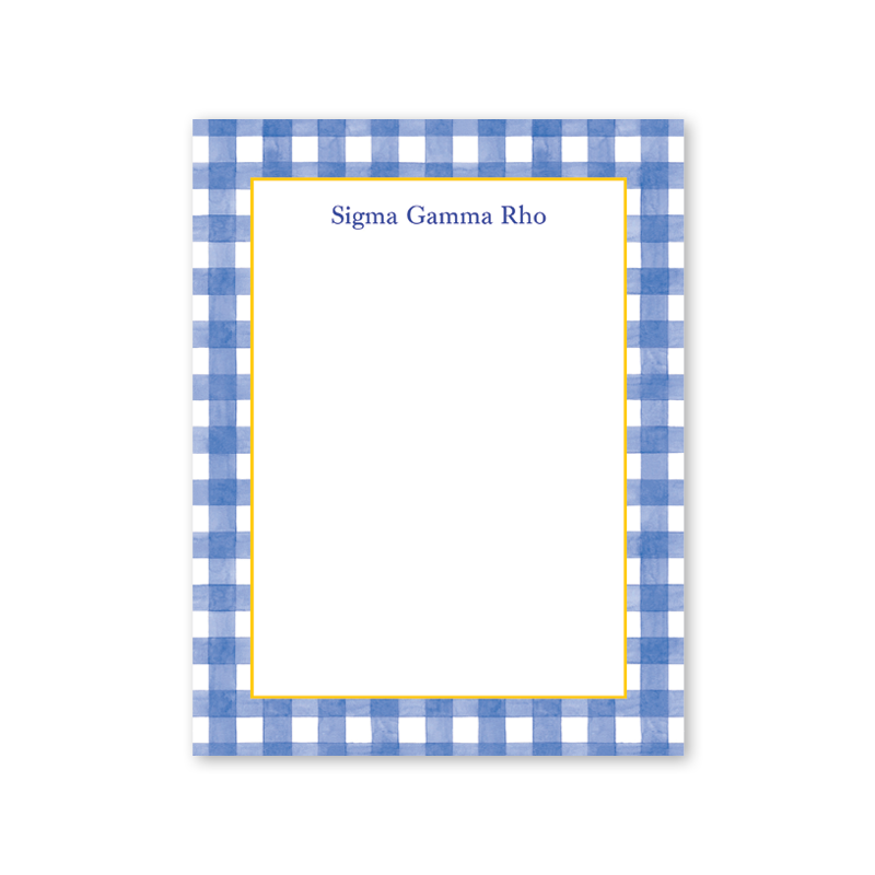 Sigma Gamma Rho Cavalier Garden Gingham Greek Notepad