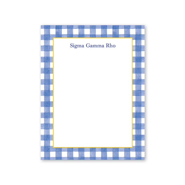 Sigma Gamma Rho Cavalier Garden Gingham Greek Notepad