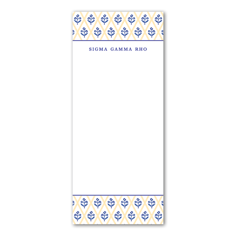 Sigma Gamma Rho Bespoke Block Print Greek Skinny Notepad