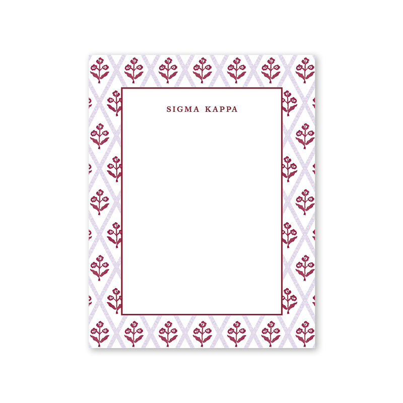 Sigma Kappa Bespoke Block Print Greek Notepad