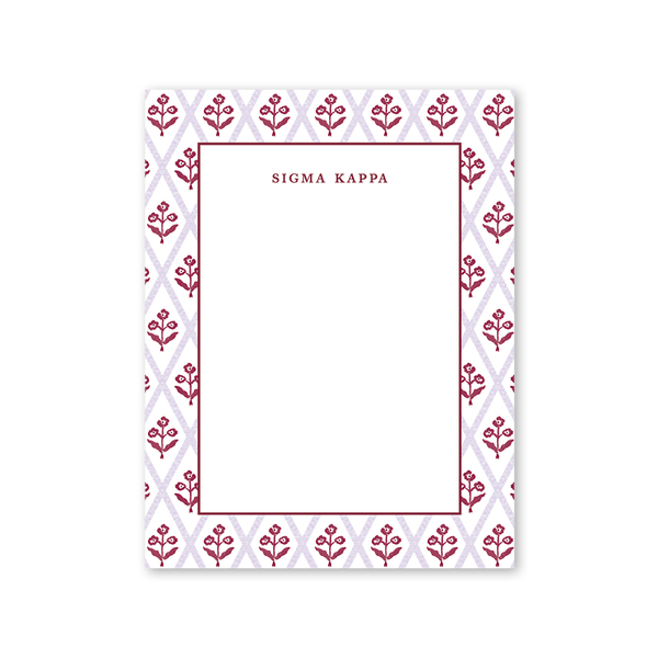 Sigma Kappa Bespoke Block Print Greek Notepad