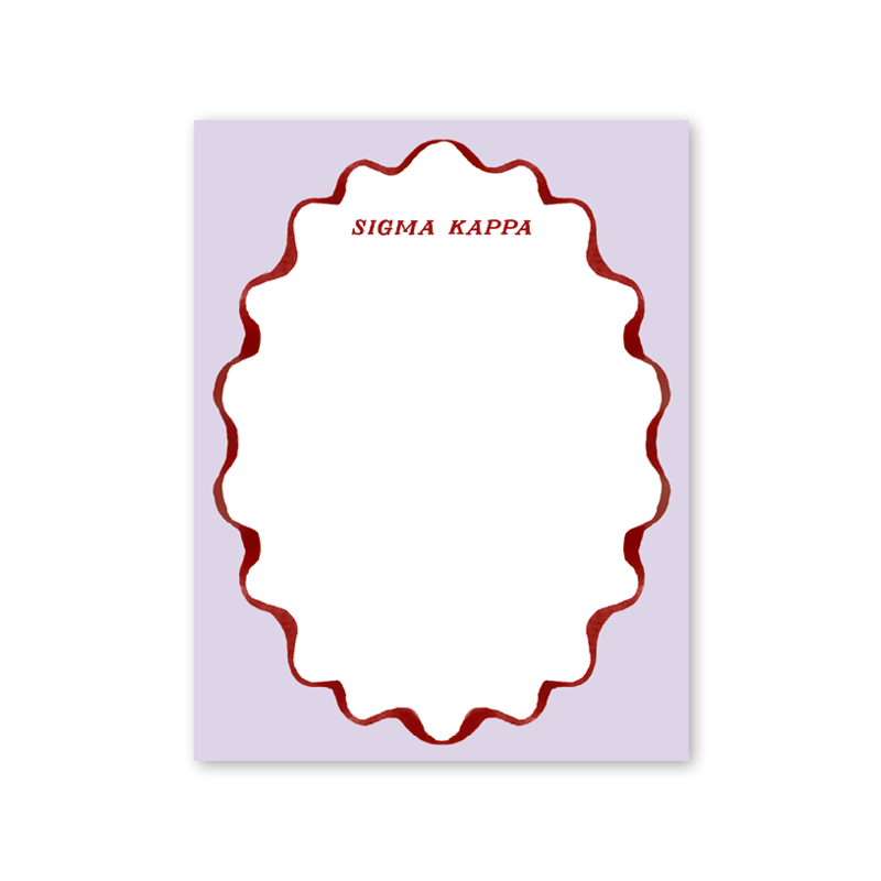 Sigma Kappa Merry Ribbons Scallop Greek Notepad