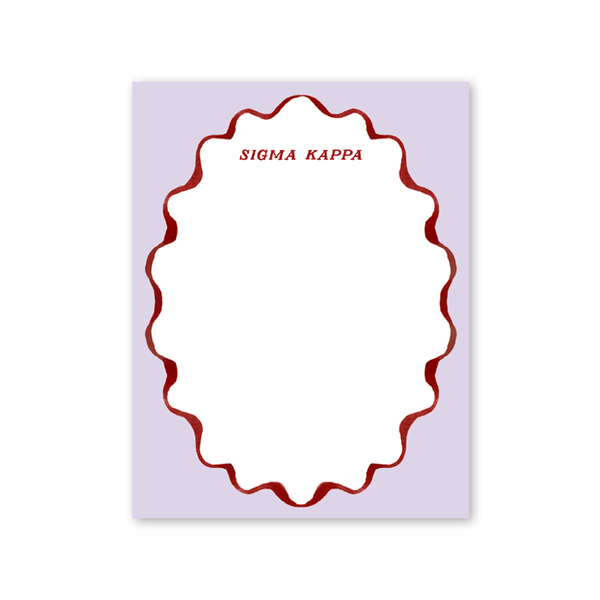 Sigma Kappa Merry Ribbons Scallop Greek Notepad