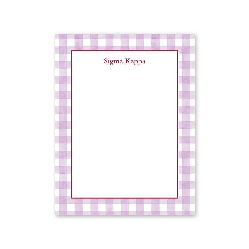 Sigma Kappa Cavalier Garden Gingham Greek Notepad