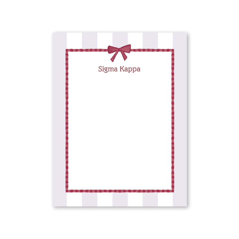 Sigma Kappa Presents and Bows Greek Notepad