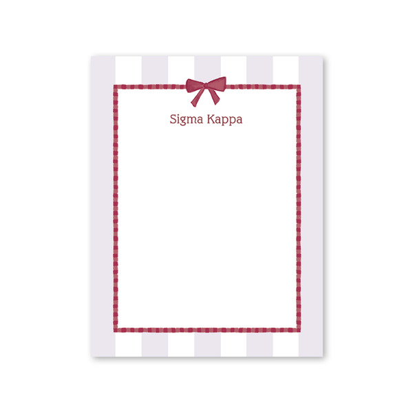 Sigma Kappa Presents and Bows Greek Notepad