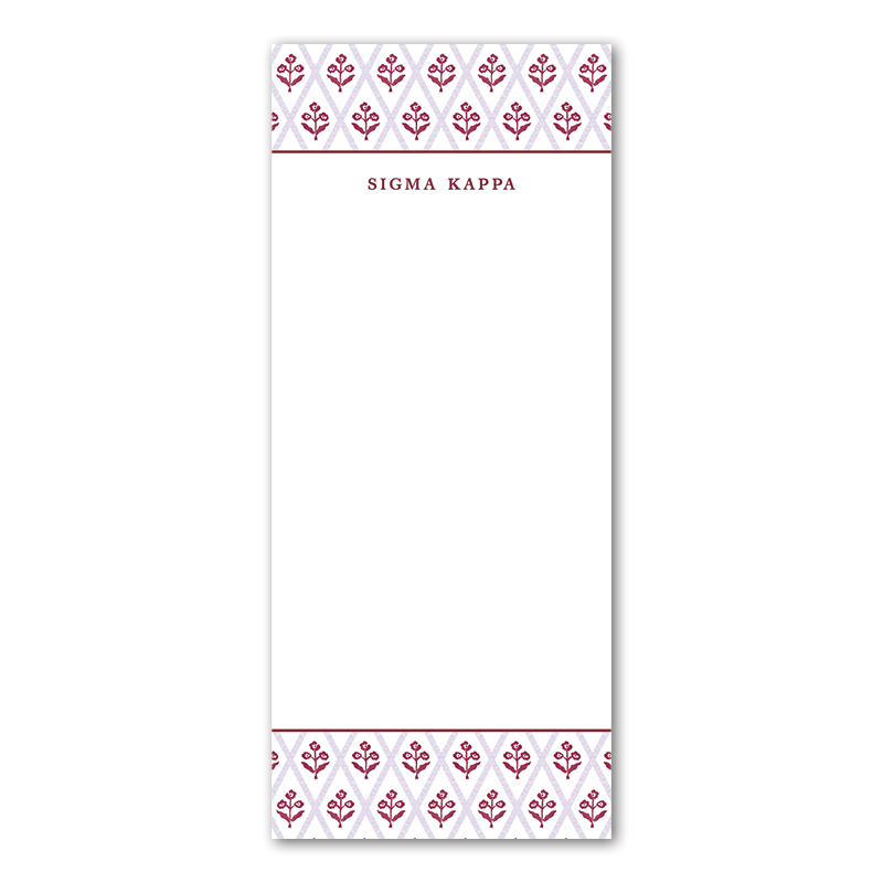 Sigma Kappa Bespoke Block Print Greek Skinny Notepad