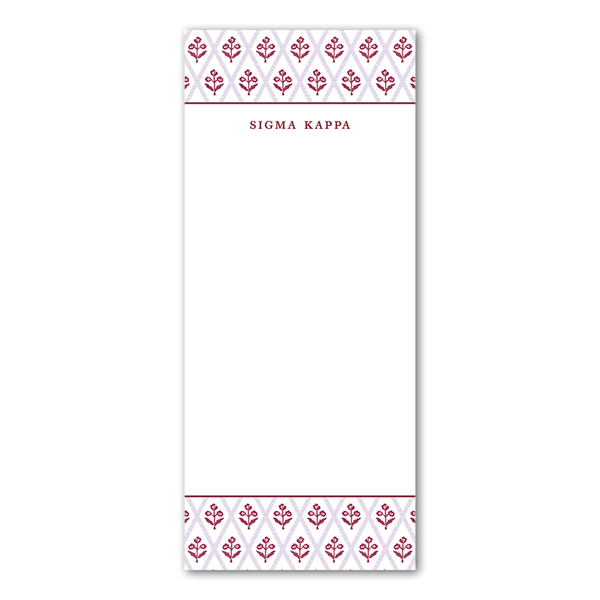 Sigma Kappa Bespoke Block Print Greek Skinny Notepad