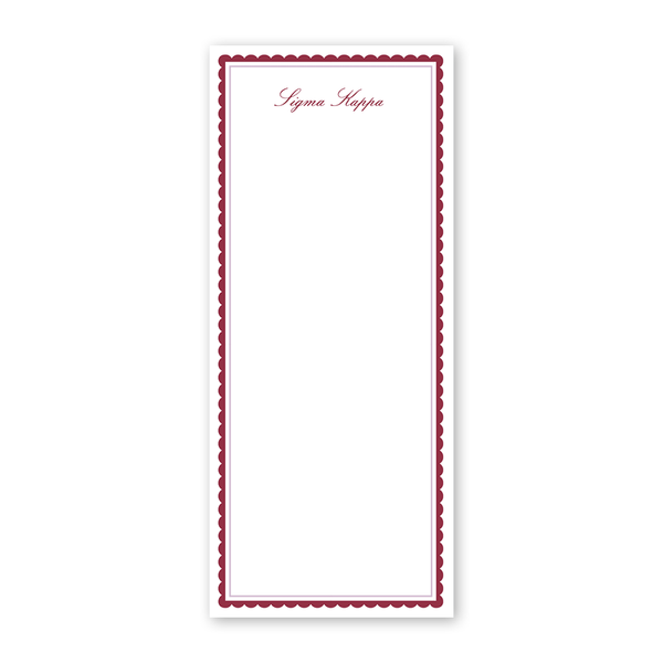 Sigma Kappa Vintage Poodles Scallop Greek Skinny Notepad