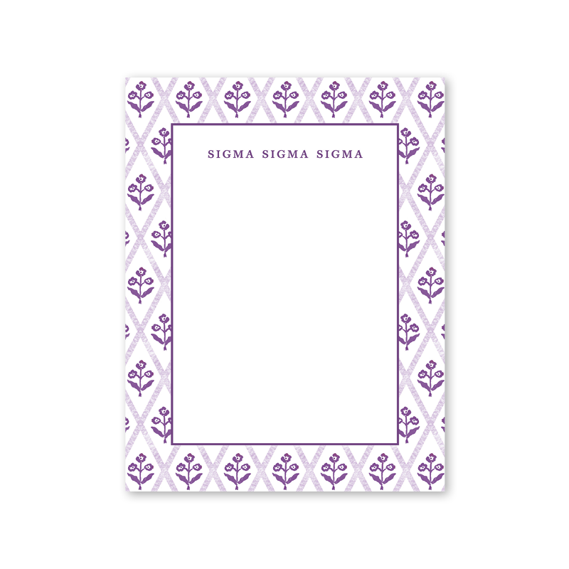 Sigma Sigma Sigma Bespoke Block Print Greek Notepad