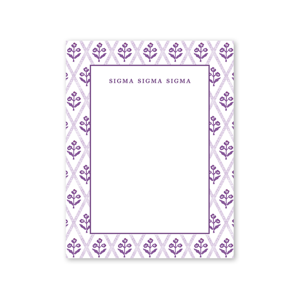 Sigma Sigma Sigma Bespoke Block Print Greek Notepad