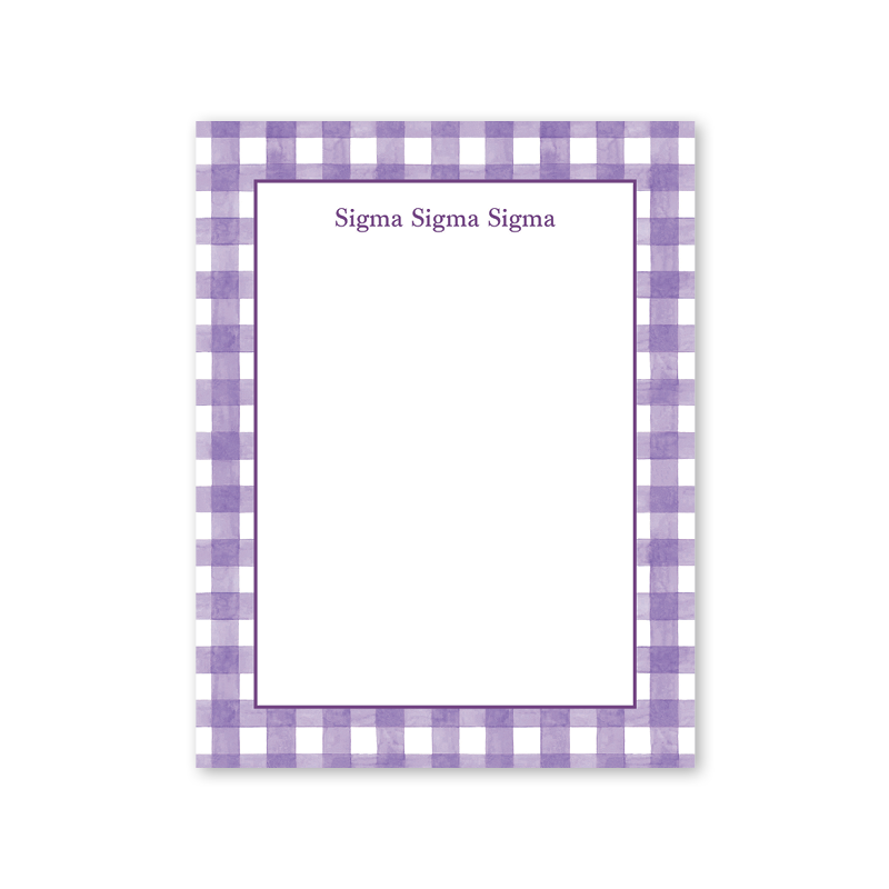 Sigma Sigma Sigma Cavalier Garden Gingham Greek Notepad