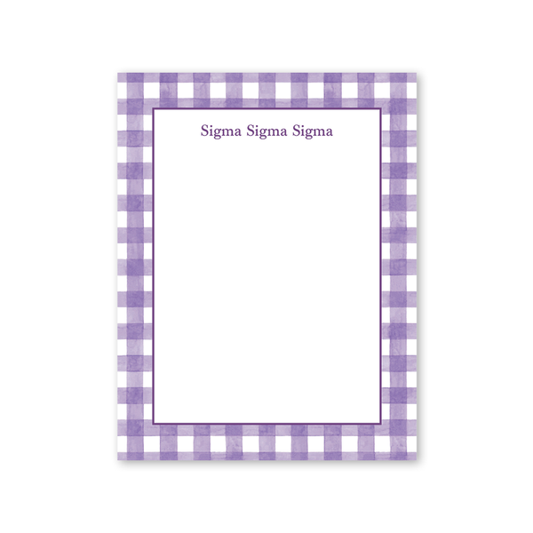 Sigma Sigma Sigma Cavalier Garden Gingham Greek Notepad