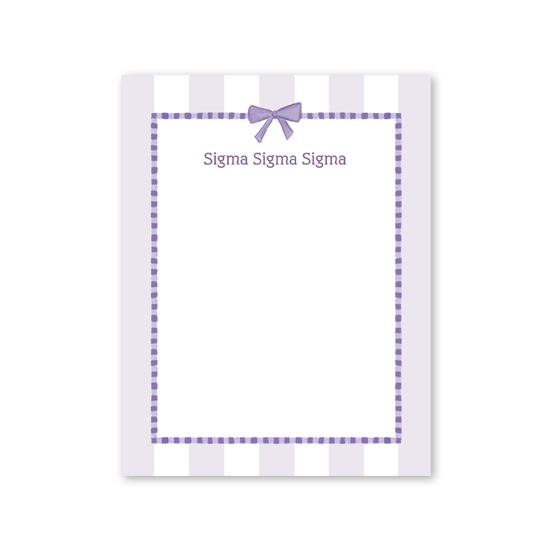 Sigma Sigma Sigma Presents and Bows Greek Notepad