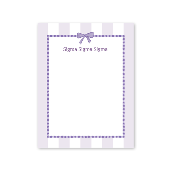 Sigma Sigma Sigma Presents and Bows Greek Notepad