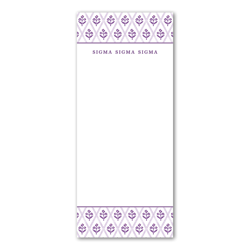Sigma Sigma Sigma Bespoke Block Print Greek Skinny Notepad