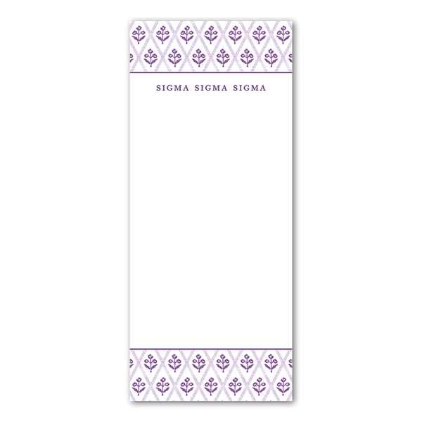 Sigma Sigma Sigma Bespoke Block Print Greek Skinny Notepad