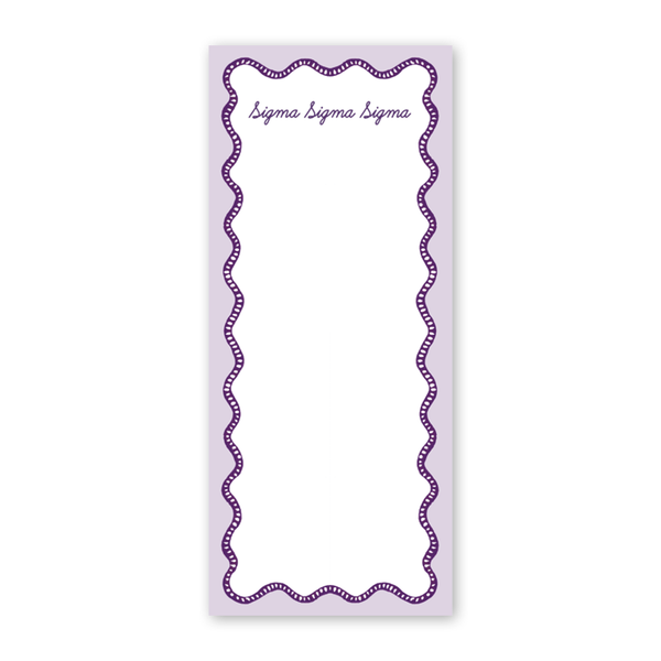Sigma Sigma Sigma Flower Cart Scallop Greek Skinny Notepad
