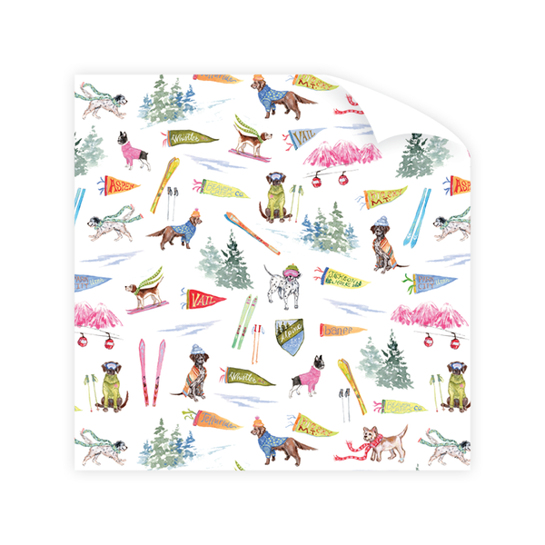 Ski Dogs Wrapping Paper Sheet