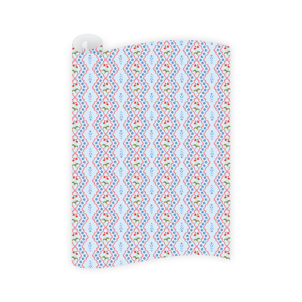 Lamia Damask Blue Wrapping Paper Roll