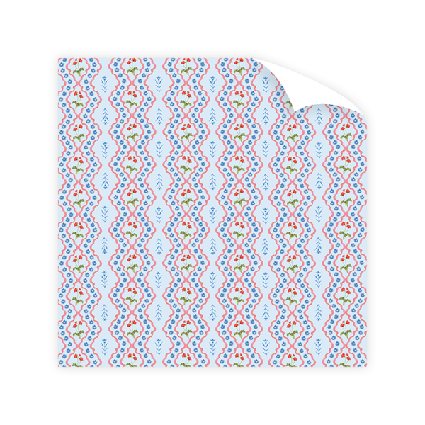 Lamia Damask Blue Wrapping Paper Sheet