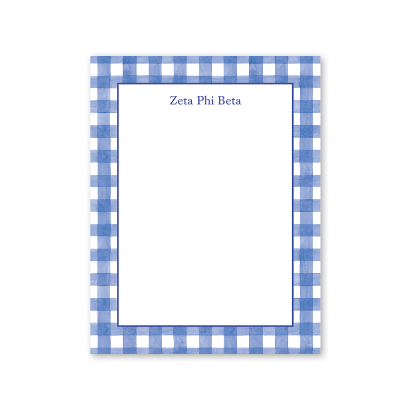 Zeta Phi Beta Cavalier Garden Gingham Greek Notepad