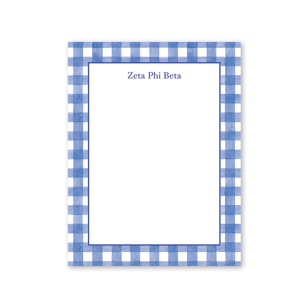 Zeta Phi Beta Cavalier Garden Gingham Greek Notepad