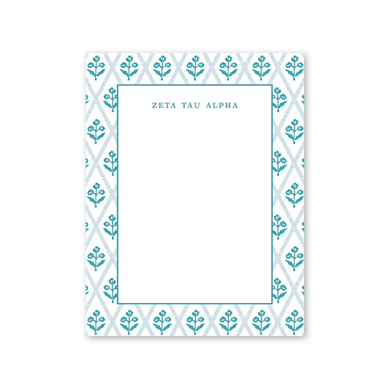 Zeta Tau Alpha Bespoke Block Print Greek Notepad