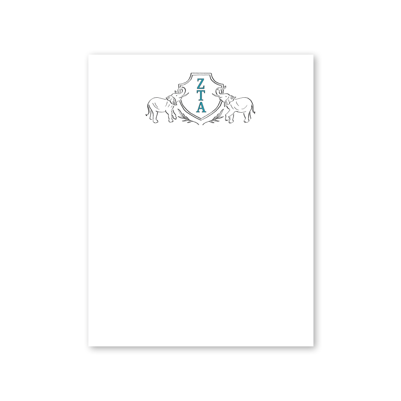 Zeta Tau Alpha Elephant Crest Greek Notepad