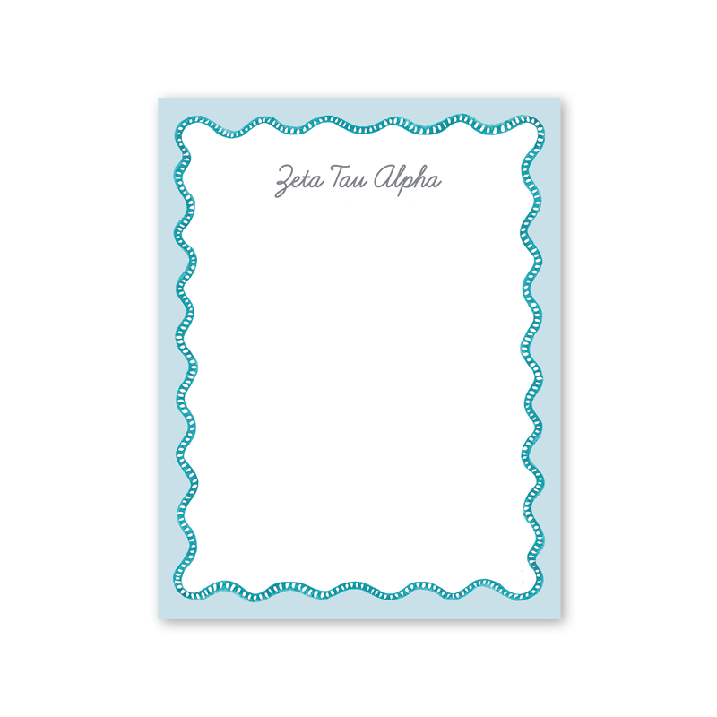 Zeta Tau Alpha Flower Cart Scallop Greek Notepad