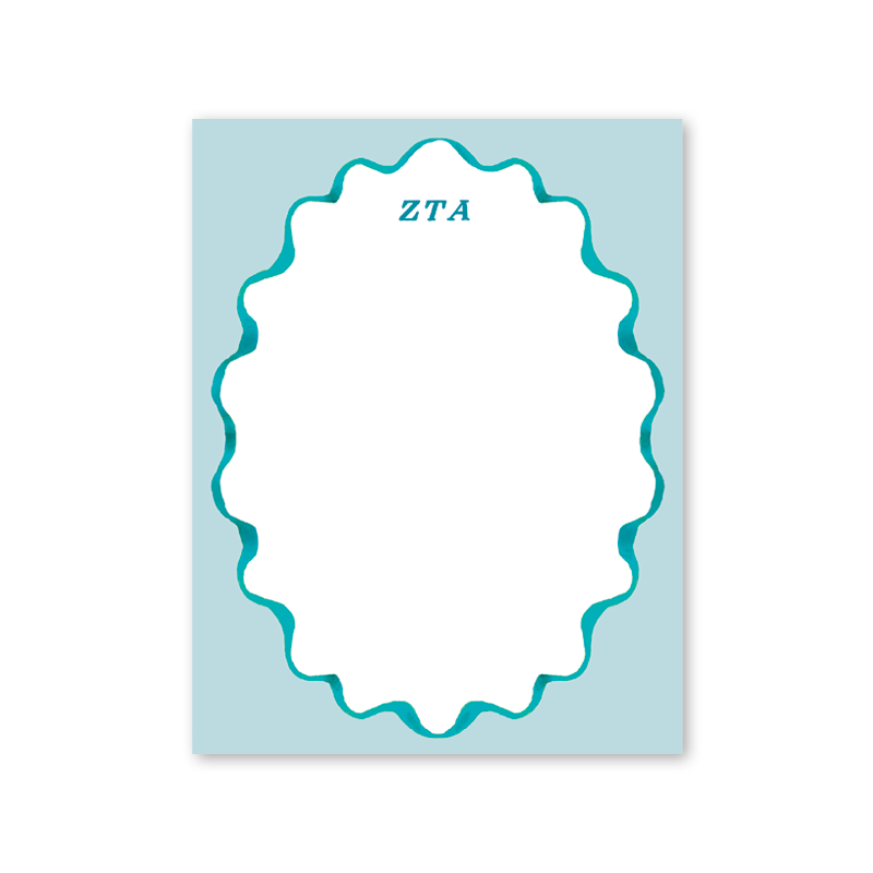Zeta Tau Alpha Merry Ribbons Scallop Greek Notepad