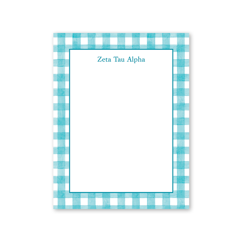 Zeta Tau Alpha Cavalier Garden Gingham Greek Notepad