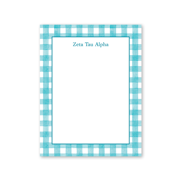 Zeta Tau Alpha Cavalier Garden Gingham Greek Notepad