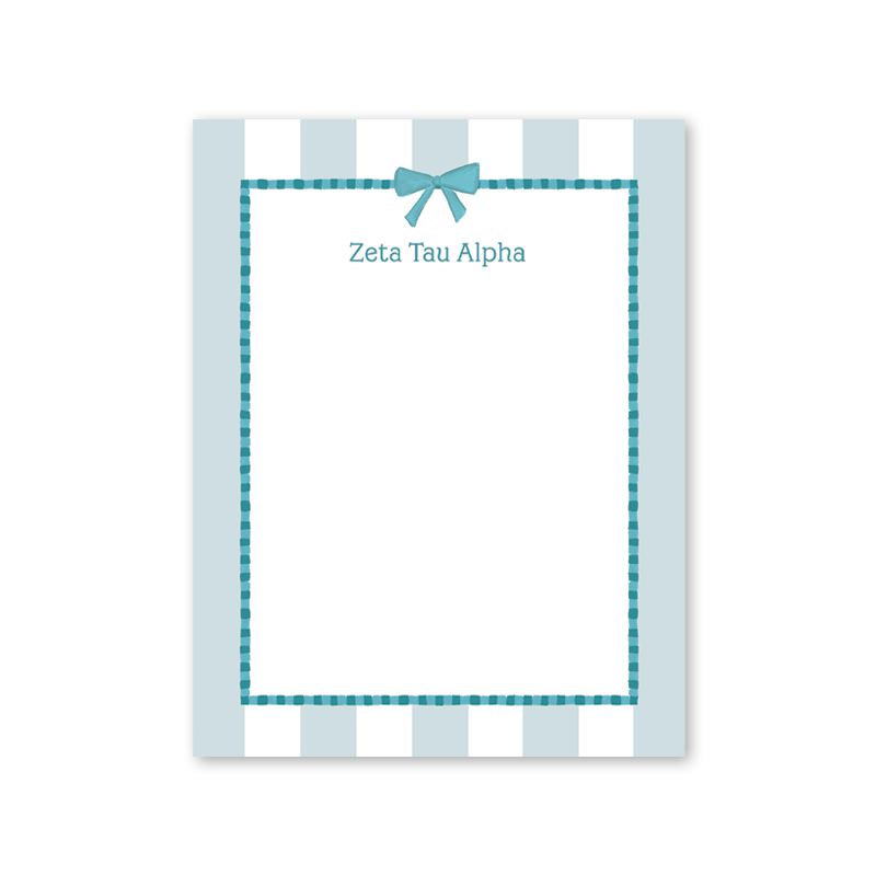 Zeta Tau Alpha Presents and Bows Greek Notepad