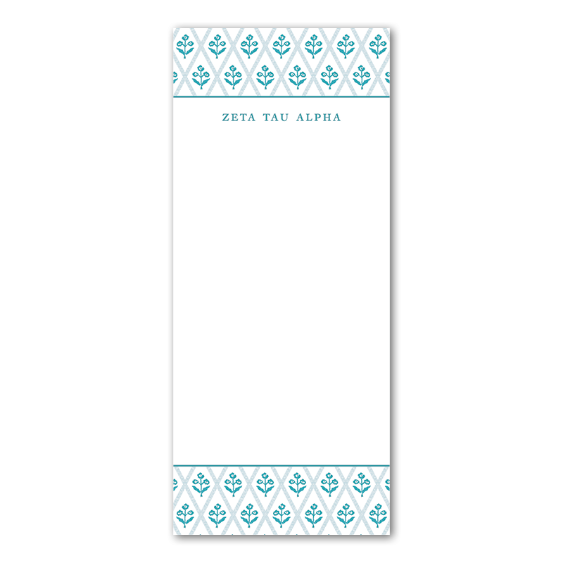 Zeta Tau Alpha Bespoke Block Print Greek Skinny Notepad