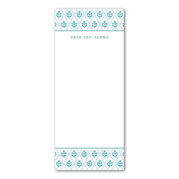 Zeta Tau Alpha Bespoke Block Print Greek Skinny Notepad