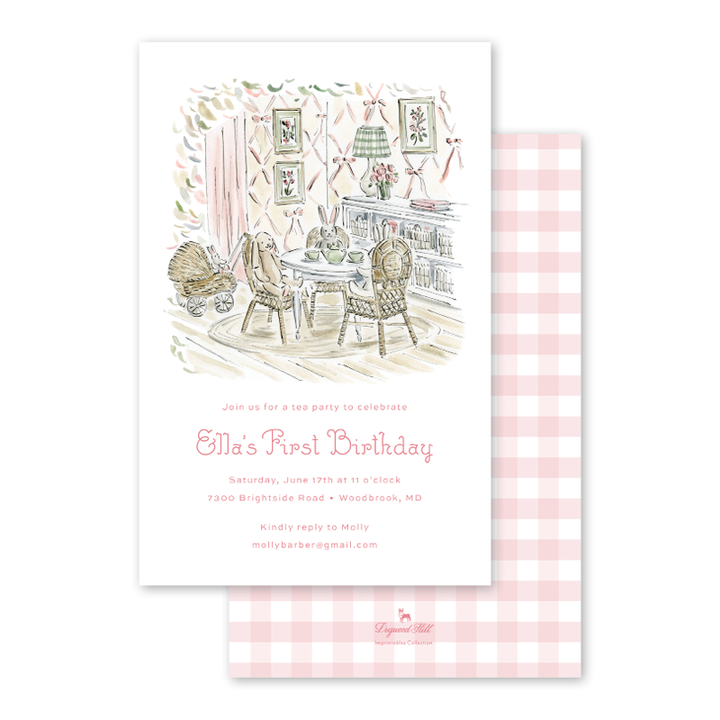 Rose Bunnies Imprintable Invitation