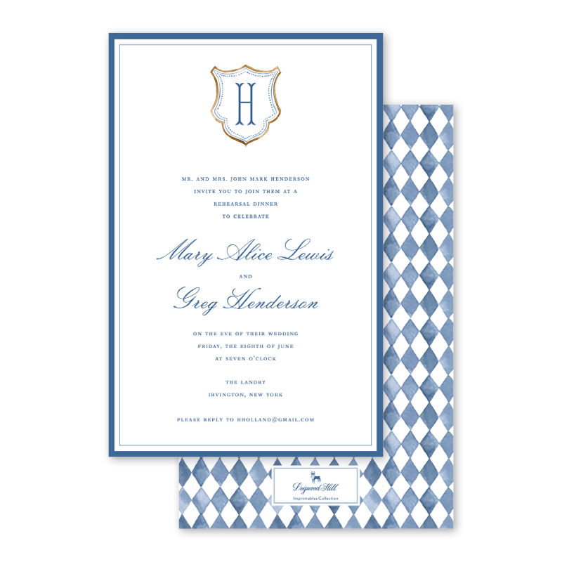 Blue Diamond Crest Imprintable Invitation