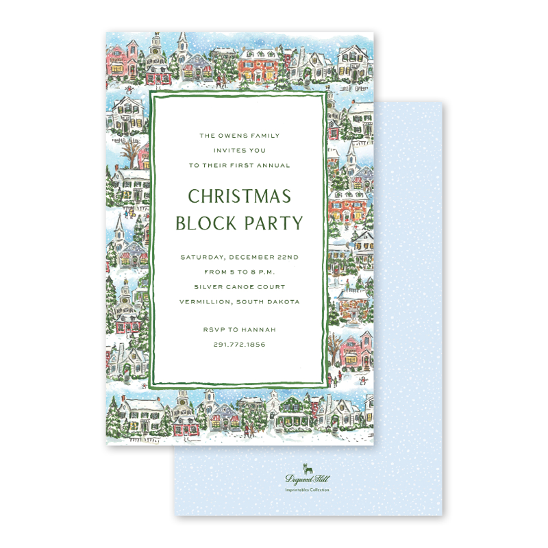 Christmas Village Imprintable Invitation