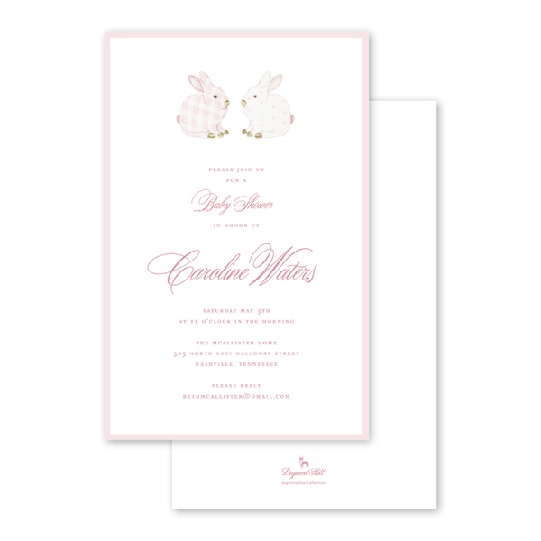 Porcelain Bunnies Pink Imprintable Invitation