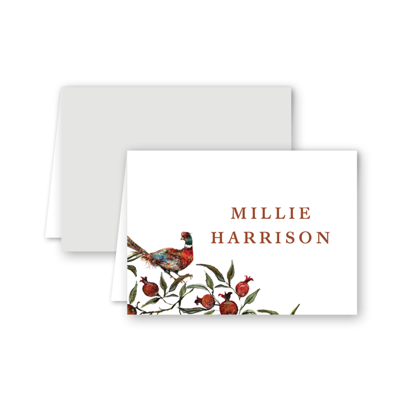 Pheasant and Foliage Crest Place Cards